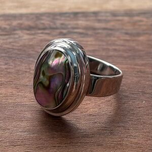 Sterling Silver Oval Abalone Ring Size 9